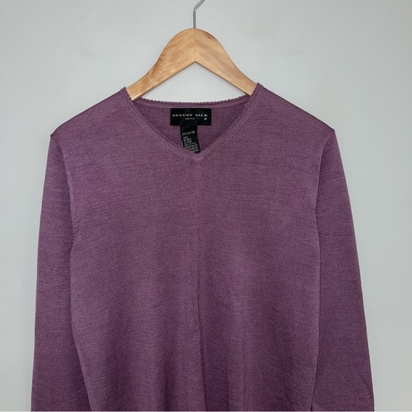 August Silk 100% Silk Sweater Women's Size Large Muted Purple Dark Lilac Vintage - Picture 3 of 7